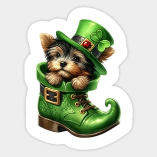 Yorkshire Terrier Dog Shoes For Patricks Day Sticker